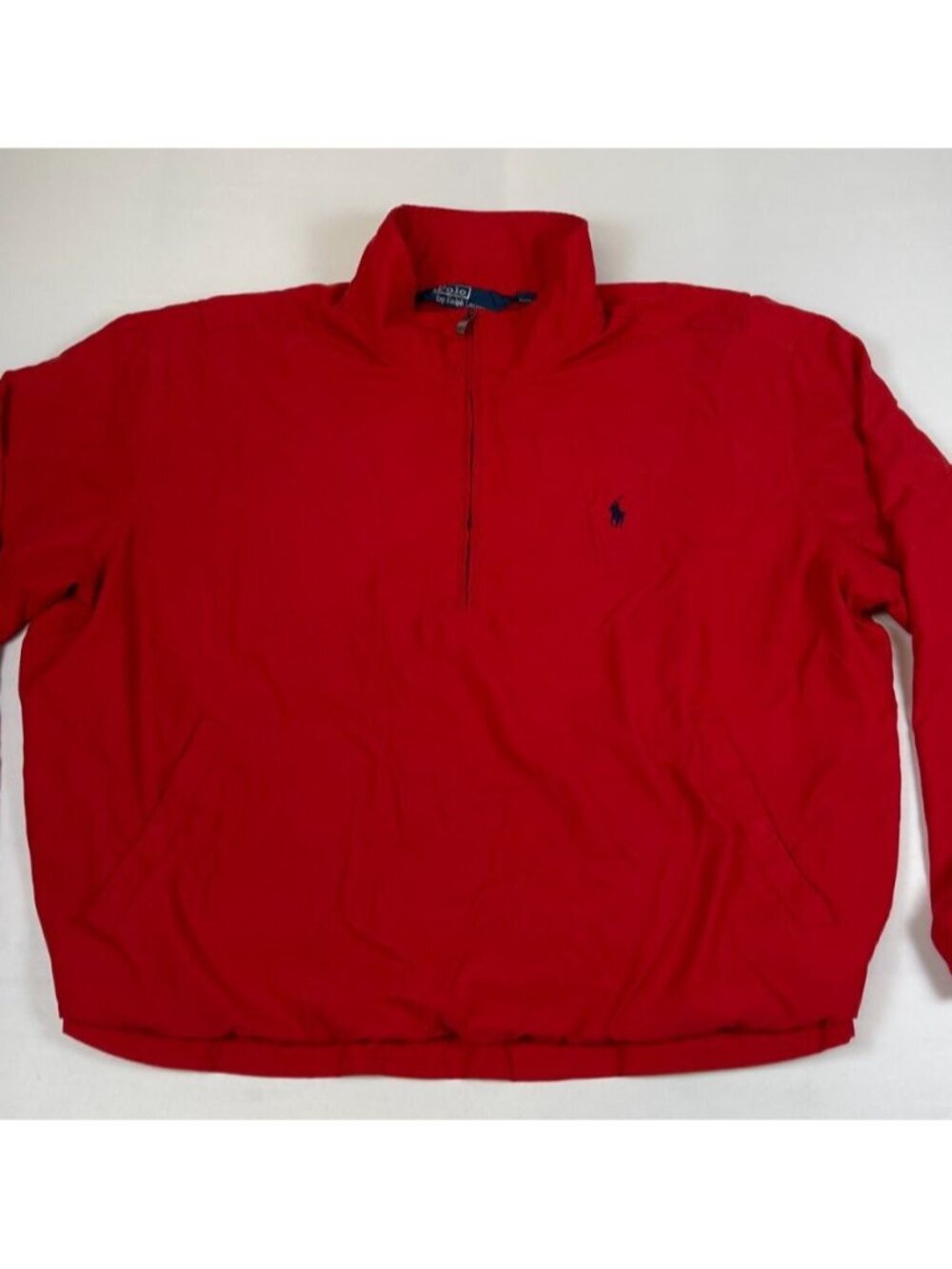 Vintage Polo Ralph Lauren Men XL Red Quarter Zip Windbreaker Jacket Pony Logo